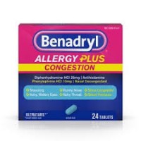 Таблетки от аллергии Benadryl Allergy Plus 24 таблетки 25 мг