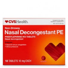 CVS Health Non-Drowsy Nasal Decongestant PE Средство от насморка 10mg, 18 Табл