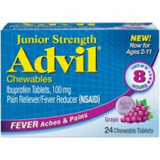 Обезболивающие таблетки для детей 2-11 лет Advil Junior Strength Fever Reducer/Pain Reliever Ibuprofen, 24 таблетки