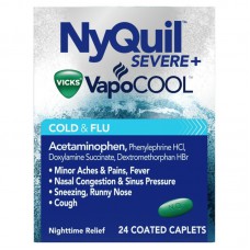 Vicks NyQuil SEVERE+ VapoCOOL Cold&Flu Средство для лечения простуды и гриппа 24 капсулы