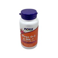 NOW Foods, Mega D-3 и MK-7, 5000 МЕ / 180 mcg 60 вегетарианских капсул