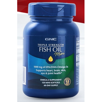 GNC Triple Strength Fish Oil Рыбий жир Тройная сила без вкуса и запаха 120 мини капс 60 дней