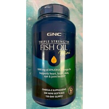 GNC Triple Strength Fish Oil Рыбий жир Тройная сила без вкуса и запаха 240 мини капс 120 дней