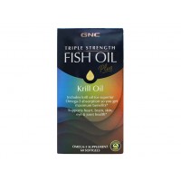 GNC Triple Strength Fish Oil Plus Krill Oil Рыбий жир + масло криля 60 гелевых капсул 30 дней