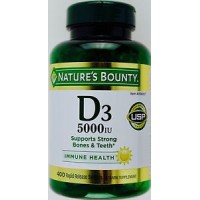 БАД витамин D3 - 5000 IU Nature's Bounty 400 капсул