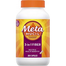 Metamucil, Psyllium Husk Fiber Supplement, 3-in-1 Fiber for Digestive Health, Plant Based, 300 Capsules