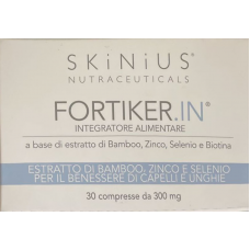 Skinius - FORTIKER.IN Добавка на основе экстракта бамбука, цинка, селена и биотина для здоровья волос и ногтей, 30 таблеток по 300 мг