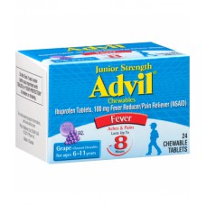 Обезболивающие жевательные таблетки для детей 6-11 лет Advil Junior Strength Fever Reducer/Pain Reliever Ibuprofen, 24 таблетки