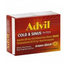 Средство при сильной заложенности носа с обезболивающим эффектом Advil Cold & Sinus Non-Drowsy, 20 капсул