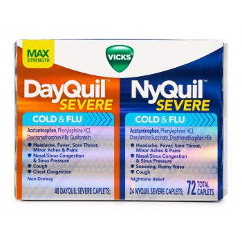 Капсулы от простуды и гриппа  Vicks DayQuil & NyQuil SEVERE, 72 капсулы