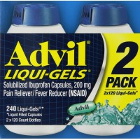 Обезболивающее средство Advil Liqui-Gels, 200 мг 2 упаковки по 120 капсул