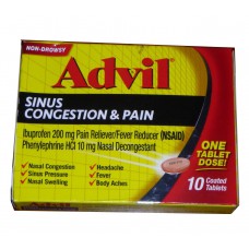 Обезболивающие таблетки при простуде Advil Sinus Congestion & Pain, 20 таблеток