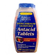 Таблетки от изжоги жевательные Berkley & Jensen Extra Strength Antacid Tablets, 200 таблеток