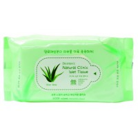 Очищающие влажные салфетки с экстрактом алоэ вера Deoproce Natural Clinic Wet Tissue, 60 штук