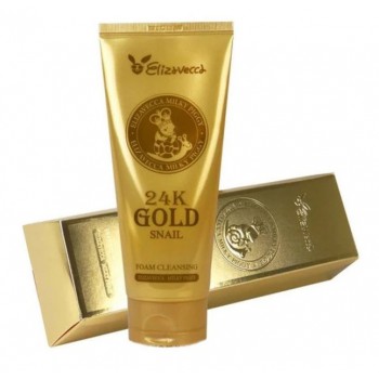 Очищающая пенка с муцином улитки и 24 каратным золотом Elizavecca 24K Gold Snail Cleansing Foam, 180 мл